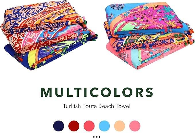 Organix Turkish Fouta Beach Towel, 12 Pack, 35x70 inches Multicolor