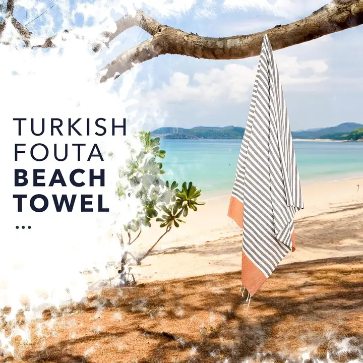 Organix 100% Cotton Turkish Fouta Beach Towel, Pack of 2, (Dark Green & Red)