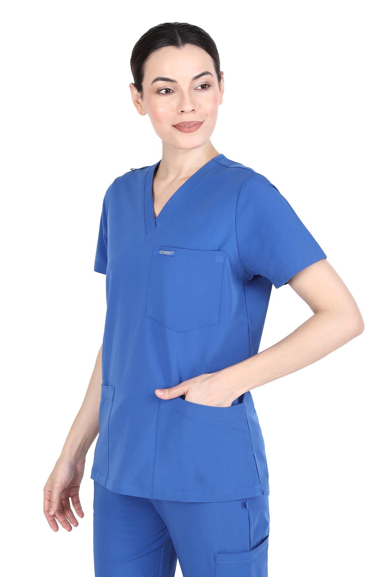 Unisex Set, V- Neck 7 Pocket Top & Cargo with 10 Pockets(Royal Blue)