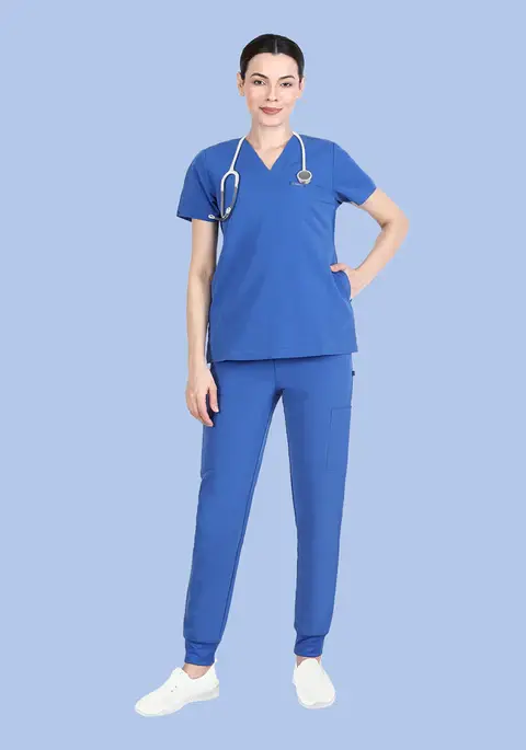 Women Set, V- Neck 3 Pocket Top & Jogger Pants 8 Pockets