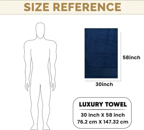 Organix 4 Piece Bath Towel Set, 100% Egyptian Cotton 600 GSM, Luxury Towel Set, 30"x58" (Blue)