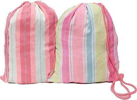 Organix 24 Pieces Drawstring Backpack Bulk, Lightweight Party Bags, Gym, Beach, Yoga, Picnic, Cotton Cinch Drawstring Backpack Bags (Horizontal Stripe - Green, Pink, Blue, Pack of 24)