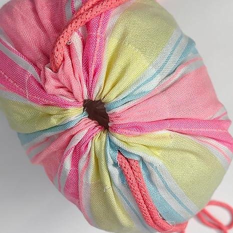 Organix 24 Pieces Drawstring Backpack Bulk, Lightweight Party Bags, Gym, Beach, Yoga, Picnic, Cotton Cinch Drawstring Backpack Bags (Horizontal Stripe - Green, Pink, Blue, Pack of 24)