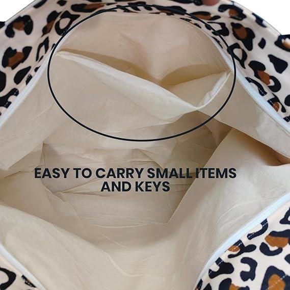 Organix 100% Organic Cotton Canvas Beach Tote Bag for Women, Women's Large Canvas Tote Bag for Shopping, Shoulder Bag for Pool, Gym, Travel, Beach Bag (Leopard Print)
